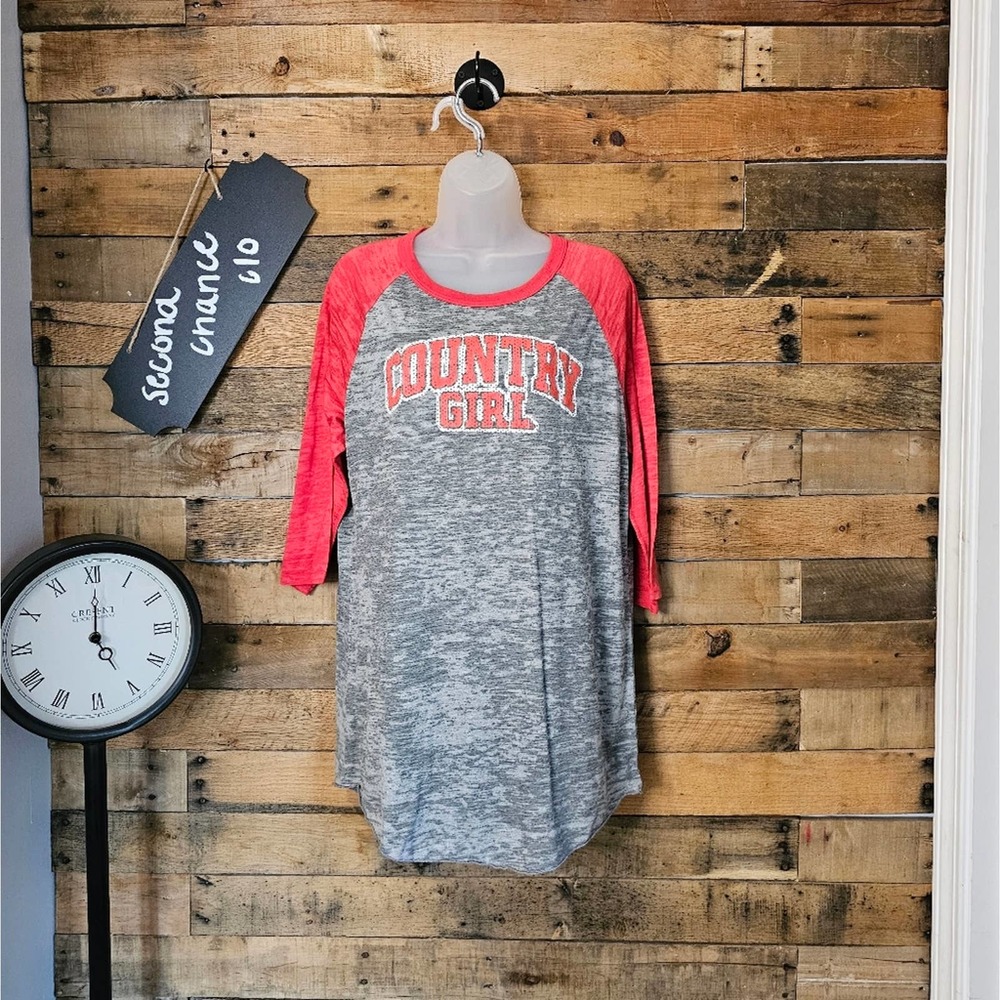 SALE-Country Girl women's mineral wash country girl baseball shirt size large